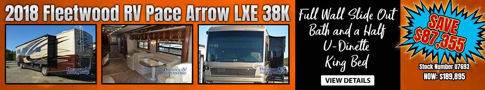 2018 FLEETWOOD RV PACE ARROW LXE 38K Banner