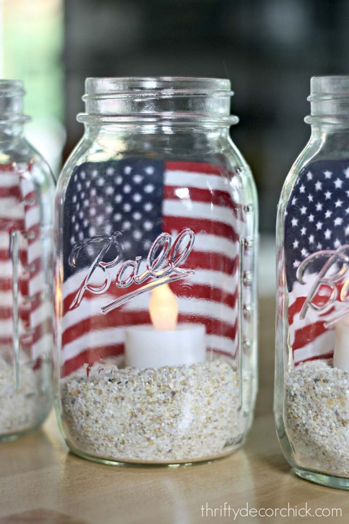 flag candle jars - thrifty decor chick